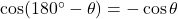 \cos(180^\circ - \theta) &= -\cos \theta