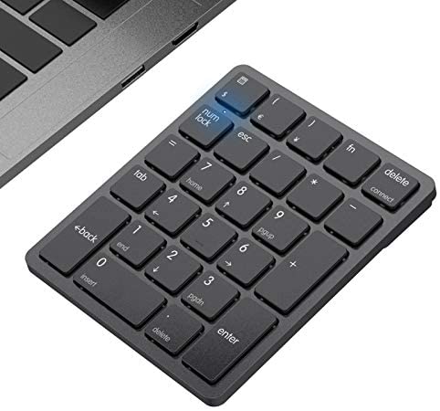 Bluetooth Number Pad, Havit USB Wireless Numeric keypad 26 Keys Portable Mini Financial Accounting Rechargeable Numeric Pad for Laptop Desktop, PC, Surface Pro,Notebook (Black)