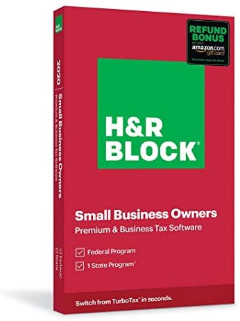 H&R Block Tax Software Premium & Business 2020 with 3.5% Refund Bonus Offer (Amazon Exclusive) (Physical Code by Mail)