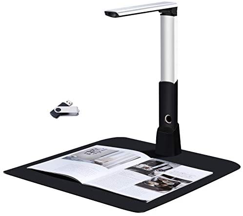 Document Cameras Scanner,10MP CMOS,Visual Presenter Max A3 Size,OCR Technology,W/LED Light and Micphone,Easy-to-Use Tools for 100P Book Scanner PDF, Portable for Teacher,Classroom and Conference