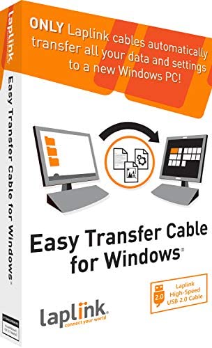Laplink Easy Transfer Cable | Includes PCmover Migration Software and USB 2.0 Cable | Single Use License | Migrates Files and Settings