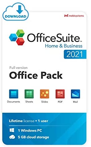 OfficeSuite Home & Business 2021 - Lifetime License - Documents, Sheets, Slides, PDF, Mail & Calendar for Windows [PC Online code]