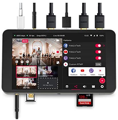 YOLOLIV YoloBox Portable Live Stream Studio Equipment Encoder Switcher Recorder Monitor 4 in 1 4G North America