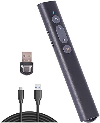 Kinizuxi USB/Type-C 2 in 1 Wireless Presenter Rechargeable, Hyperlink Volume Presentation Clicker for Powerpoint Presentation Remote Slide Advancer PPT Clicker for Mac iPad Computer Laptop