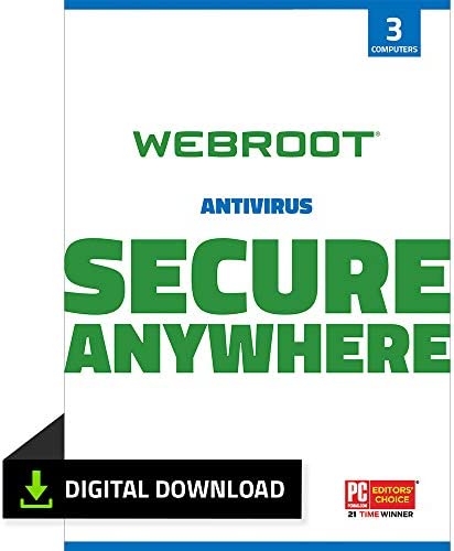 Webroot Antivirus Software 2022 | 3 Device | 1 Month Subscription for PC/Mac + Auto Renewal