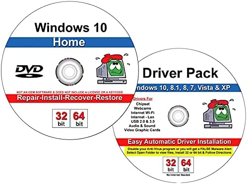 9th & Vine DVD Compatible With Windows 10 Home 32-64 bit & 2019 Drivers Combo. Install To Factory Fresh, Recover, Repair and Restore Boot Disc. Fix PC
