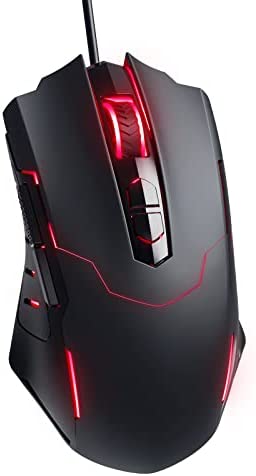 Wired Gaming Mouse, Tmaine Optical PC Gaming Mice with 16.8 Million RGB LED Backlit, High-Precision Adjustable 7200 DPI, 7 Programmable Buttons, Ergonomic USB Mouse for Windows/PC/Mac, Black